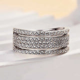 925 Sterling Silver Round Cut Multi Layer Wedding Band