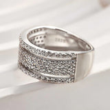 925 Sterling Silver Round Cut Multi Layer Wedding Band