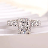 Gorgeous Radiant Cut 3.0ct Pave Engagement Ring In Sterling Silver
