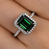 Luxurious Emerald Cut 3.5ct Halo Engagement Ring In Sterling Silver