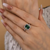 Luxurious Emerald Cut 3.5ct Halo Engagement Ring In Sterling Silver