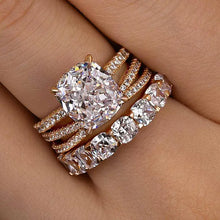 Solarii Cubic Zirconia 4.0ct Cushion Cut  925 Sterling Silver Wedding Ring Set