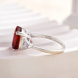 Refined Ruby 5.0ct Radiant Cut Three Stone Engagement Ring