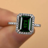 Luxurious Emerald Cut 3.5ct Halo Engagement Ring In Sterling Silver