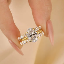 Stunning Oval Cut 4.0ct 3PC Ring 925 Sterling Silver Wedding Ring Set