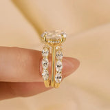 Stunning Oval Cut 4.0ct 3PC Ring 925 Sterling Silver Wedding Ring Set