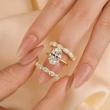 Stunning Oval Cut 4.0ct 3PC Ring 925 Sterling Silver Wedding Ring Set