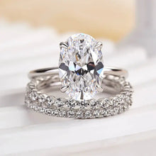Elegant Oval Cut Solitaire Sterling Silver Bridal Set
