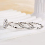 Elegant Oval Cut CZ Solitaire Sterling Silver Bridal Set