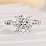 Pristine Cushion Cut 3.0ct Side Stone Engagement Ring In Sterling Silver