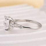 Pristine Cushion Cut 3.0ct Side Stone Engagement Ring In Sterling Silver