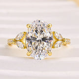 Solarii New Arrived 4.0ct Oval Cut Three Stones Engagement Ring