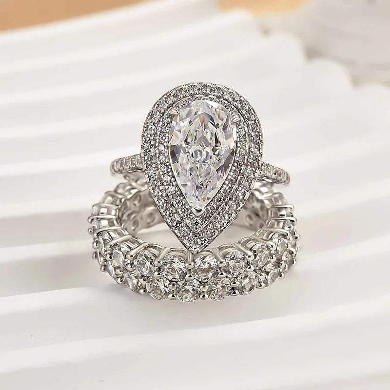 Timeless Pear Cut Bridal Set Sterling Silver