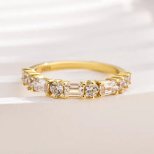 Gorgeous 925 Sterling Silver Emerald Cut & Round Cut Wedding Ring