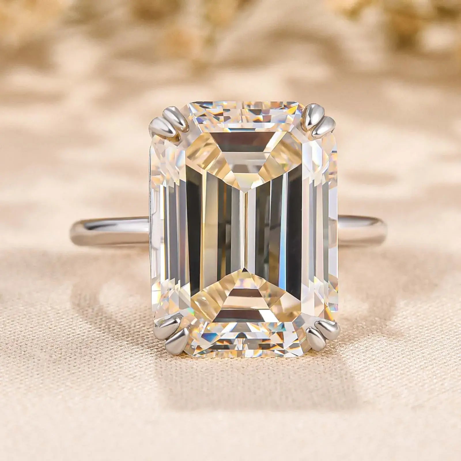 Luxurious Emerald Cut 11.5ct 925 Sterling Silver Engagement Ring