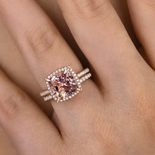 Luxurious Morganite 4.0ct Cushion Cut Wedding Ring Set In Sterling Silver