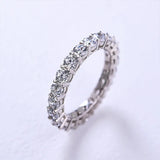 925 Sterling Silver Eternity Ring with Round Cut Cubic Zirconia, White Gold Plating – Timeless Design for Unending Love