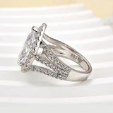 Vintage 4.5ct Split Shank Halo Pear Cut Engagement Ring In Sterling Silver