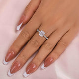 Brilliant Cushion Cut Hidden Halo 925 Sterling Silver Engagement Ring