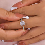 Brilliant Cushion Cut Hidden Halo 925 Sterling Silver Engagement Ring