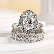 Classic Oval Cut Halo Bridal Set Sterling Silver