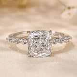 Brilliant Cushion Cut Hidden Halo 925 Sterling Silver Engagement Ring