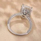 Deluxe Cushion Cut 9.0ct Pave Engagement Ring In Sterling Silver