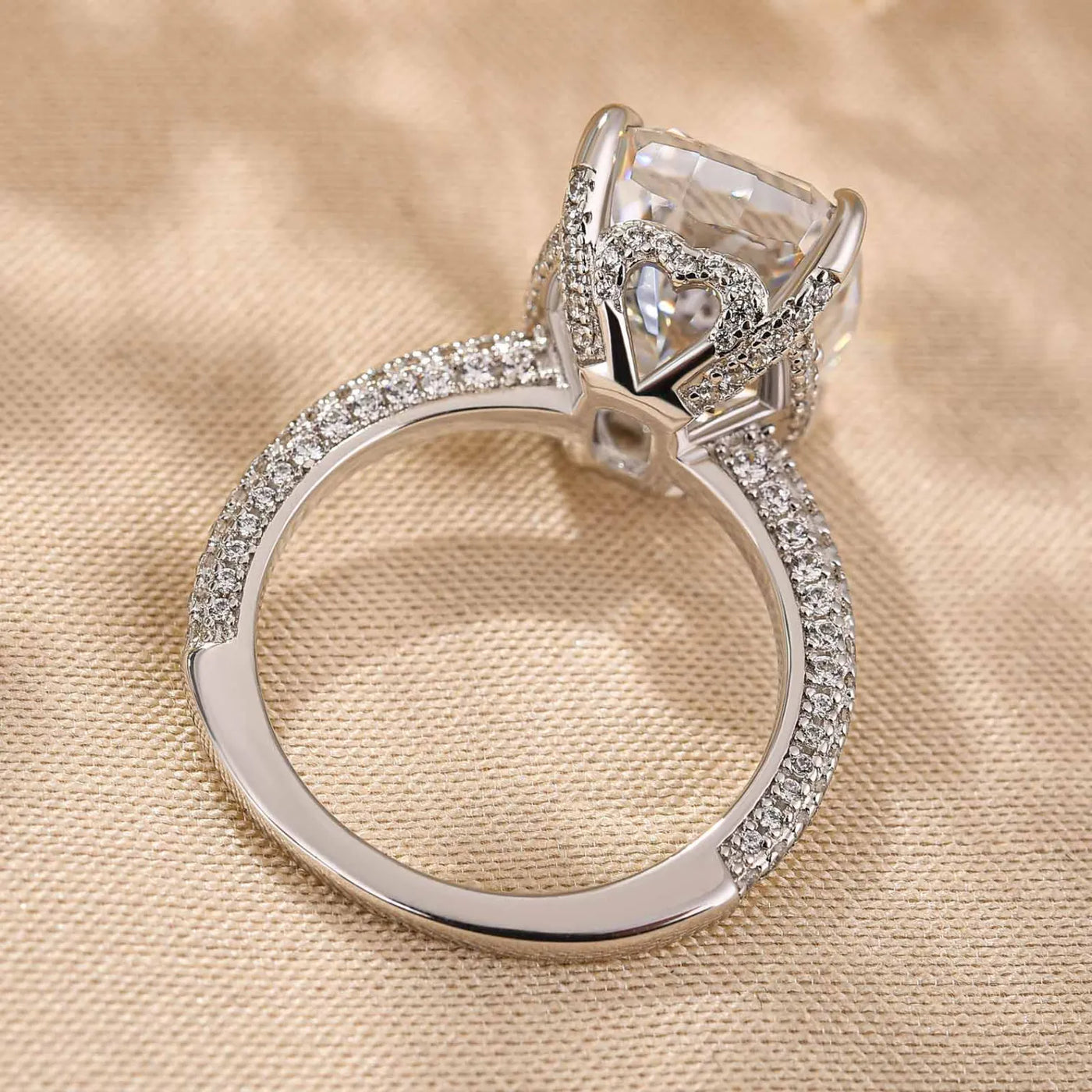 Deluxe Cushion Cut 9.0ct Pave Engagement Ring In Sterling Silver