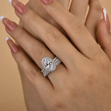Classic Oval Cut Halo Bridal Set Sterling Silver