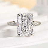 Gorgeous Hidden Halo Radiant Cut 5.0ct Engagement Ring In Sterling Silver