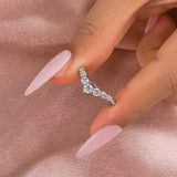 925 Sterling Silver Round Cut V-shaped Wedding Ring