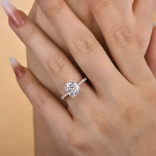 Radiant Cushion Cut 3.0ct Hidden Halo Engagement Ring In Sterling Silver