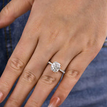 Radiant Cushion Cut 3.0ct Hidden Halo Engagement Ring In Sterling Silver