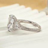 Luxurious Radiant Cut 5.0ct Three Stone Engagement Ring In Sterling Silver