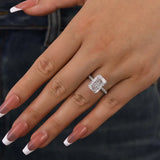 Gorgeous Hidden Halo Radiant Cut 5.0ct Engagement Ring In Sterling Silver