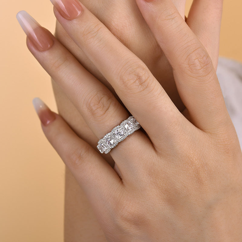 Cushion Cut Eternity Band In 925 Sterling Silver