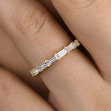 925 Sterling Silver Emerald Cut  Wedding Band