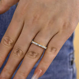 925 Sterling Silver Emerald Cut  Wedding Band