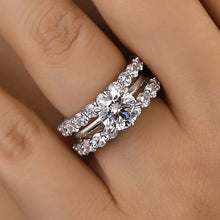 Charming Round Cut 1.0 ct 3PC Ring 925 Sterling Silver Wedding Ring Set