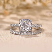 Chunky Cushion Cut 3 Ct Pave 925 Sterling Silver Wedding Ring Set