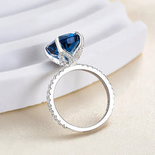 Stunning Cushion Cut 5.0ct Blue Stone Pave Engagement Ring In Sterling Silver