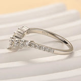 925 Sterling Silver Round Cut V-shaped Wedding Ring