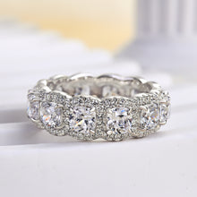 Cushion Cut Eternity Band In 925 Sterling Silver