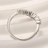 925 Sterling Silver Round Cut V-shaped Wedding Ring