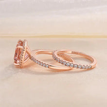 Luxurious Morganite 4.0ct Cushion Cut Wedding Ring Set In Sterling Silver