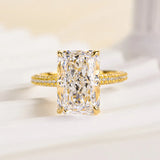 Gorgeous Hidden Halo Radiant Cut 5.0ct Engagement Ring In Sterling Silver