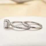 Chunky Cushion Cut 3 Ct Pave 925 Sterling Silver Wedding Ring Set