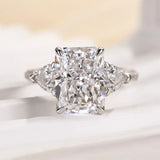 Gorgeous Hidden Halo Radiant Cut 5.0ct Engagement Ring In Sterling Silver