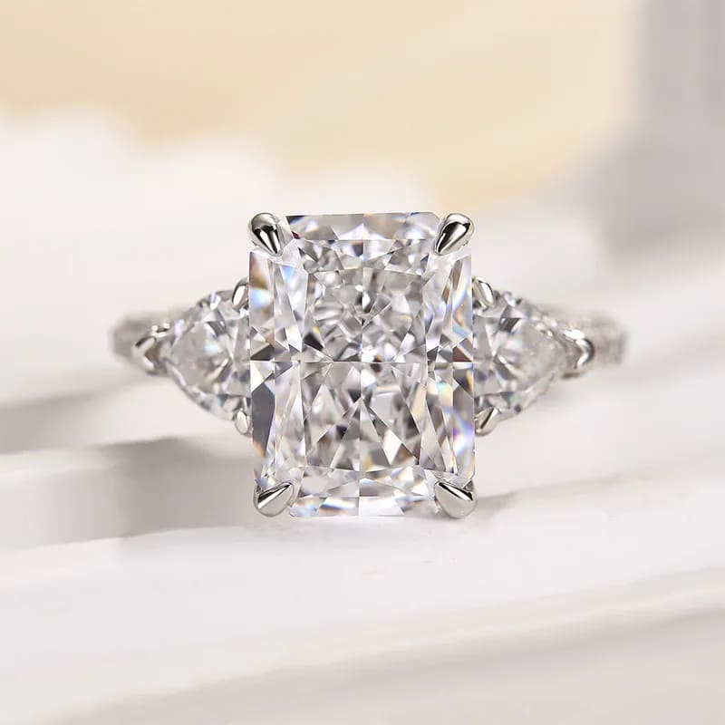 Gorgeous Hidden Halo Radiant Cut 5.0ct Engagement Ring In Sterling Silver