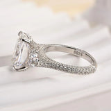 Gorgeous Hidden Halo Radiant Cut 5.0ct Engagement Ring In Sterling Silver